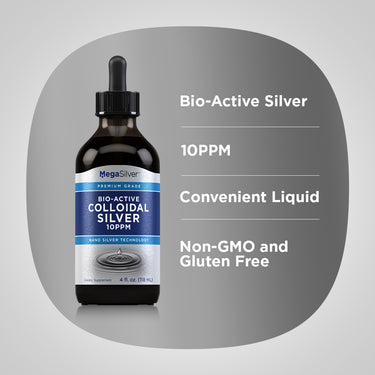 Colloidal Silver Liquid 10 ppm, 4 fl oz (118 mL) Bottle