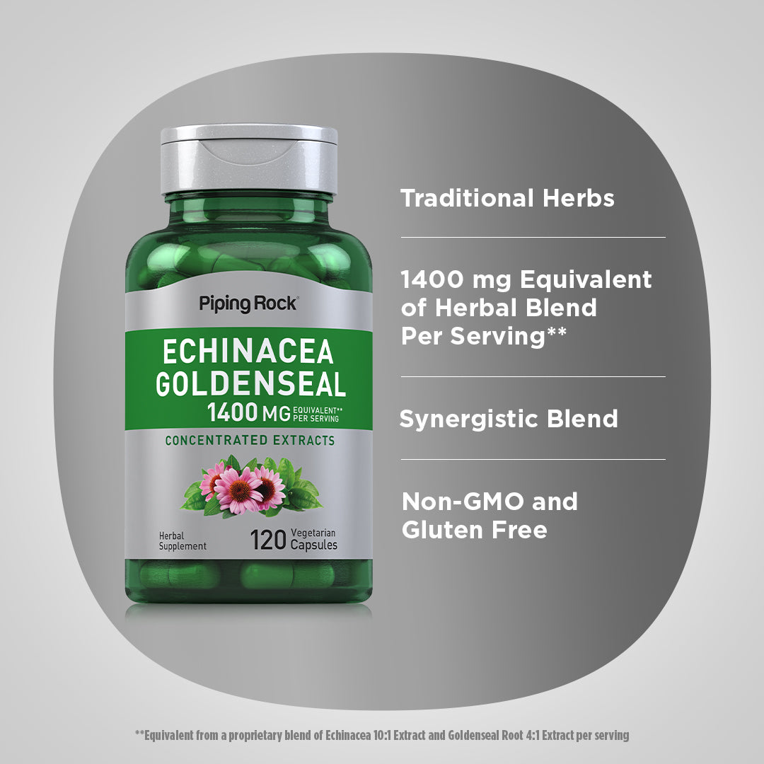 Echinacea Goldenseal, 1400 mg (per serving), 120 Vegetarian Capsules