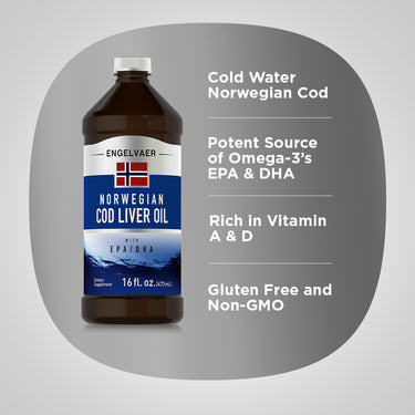 Engelvaer Norwegian Cod Liver Oil (Plain), 16 fl oz (473 mL) Bottle