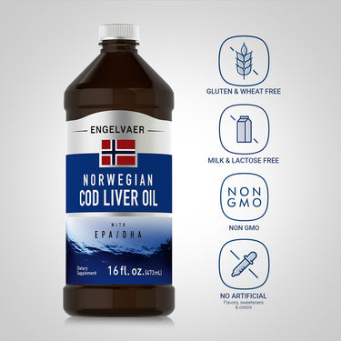Engelvaer Norwegian Cod Liver Oil (Plain), 16 fl oz (473 mL) Bottle