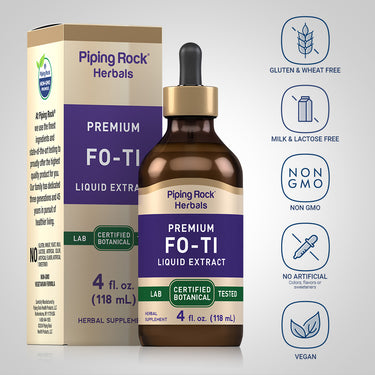 Fo-Ti Cured Root Liquid Extract (Alcohol + Sugar free), 4 fl oz (118 mL) Dropper Bottle