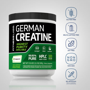 German Creatine Monohydrate (Creapure), 5000 mg (per serving), 1.1 lb (500 g) Bottle
