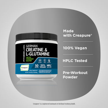 German Creatine Monohydrate (Creapure) & L-Glutamine Powder (50:50 Blend), 10 grams (per serving), 1.1 lb (500 g) Bottle