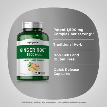 Ginger Root, 1500 mg (per serving), 200 Quick Release Capsules