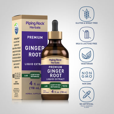 Ginger Root Liquid Extract Alcohol Free, 4 fl oz (118 mL) Dropper Bottle