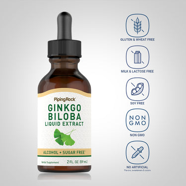 Ginkgo Biloba Liquid Extract Alcohol Free, 2 fl oz (59 mL) Dropper Bottle