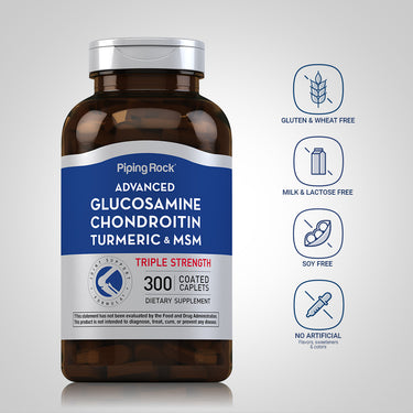 Advanced Triple Strength Glucosamine Chondroitin MSM Plus Turmeric, 300 Coated Caplets