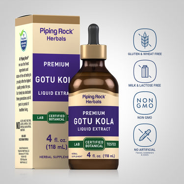 Gotu Kola Liquid Extract Alcohol Free, 4 fl oz (118 mL) Dropper Bottle