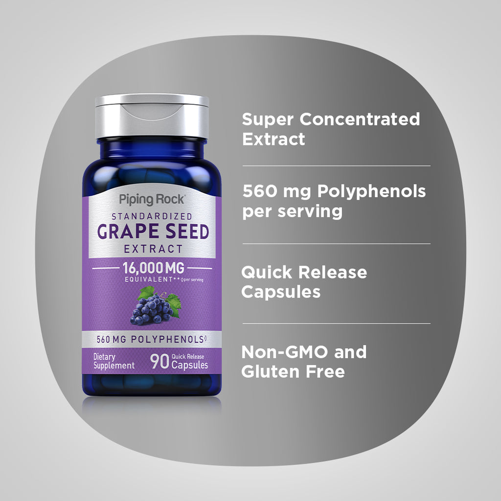 Grape Seed Extract, 16,000 mg (per serving), 90 Quick Release Capsules