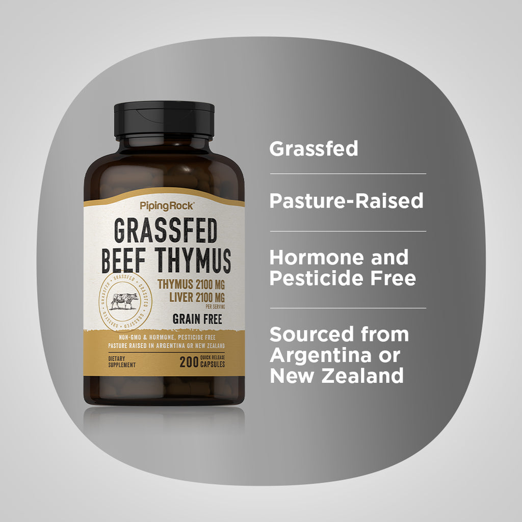 Grass Fed Beef Thymus, 2100 mg, 200 Quick Release Capsules