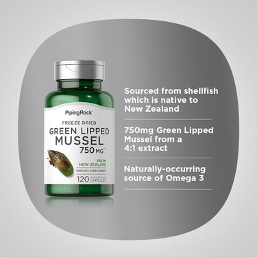 Green Lipped Mussel Freeze Dried from New Zealand, 750 mg, 120 Quick Release Capsules