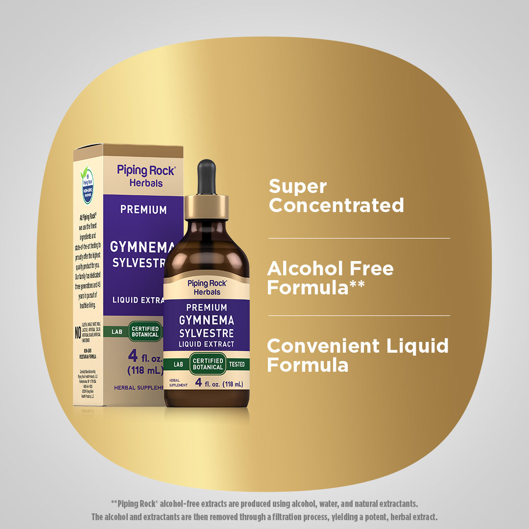 Gymnema Sylvestre Leaf Liquid Extract Alcohol Free, 4 fl oz (118 mL) Dropper Bottle