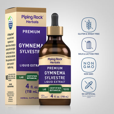 Gymnema Sylvestre Leaf Liquid Extract Alcohol Free, 4 fl oz (118 mL) Dropper Bottle