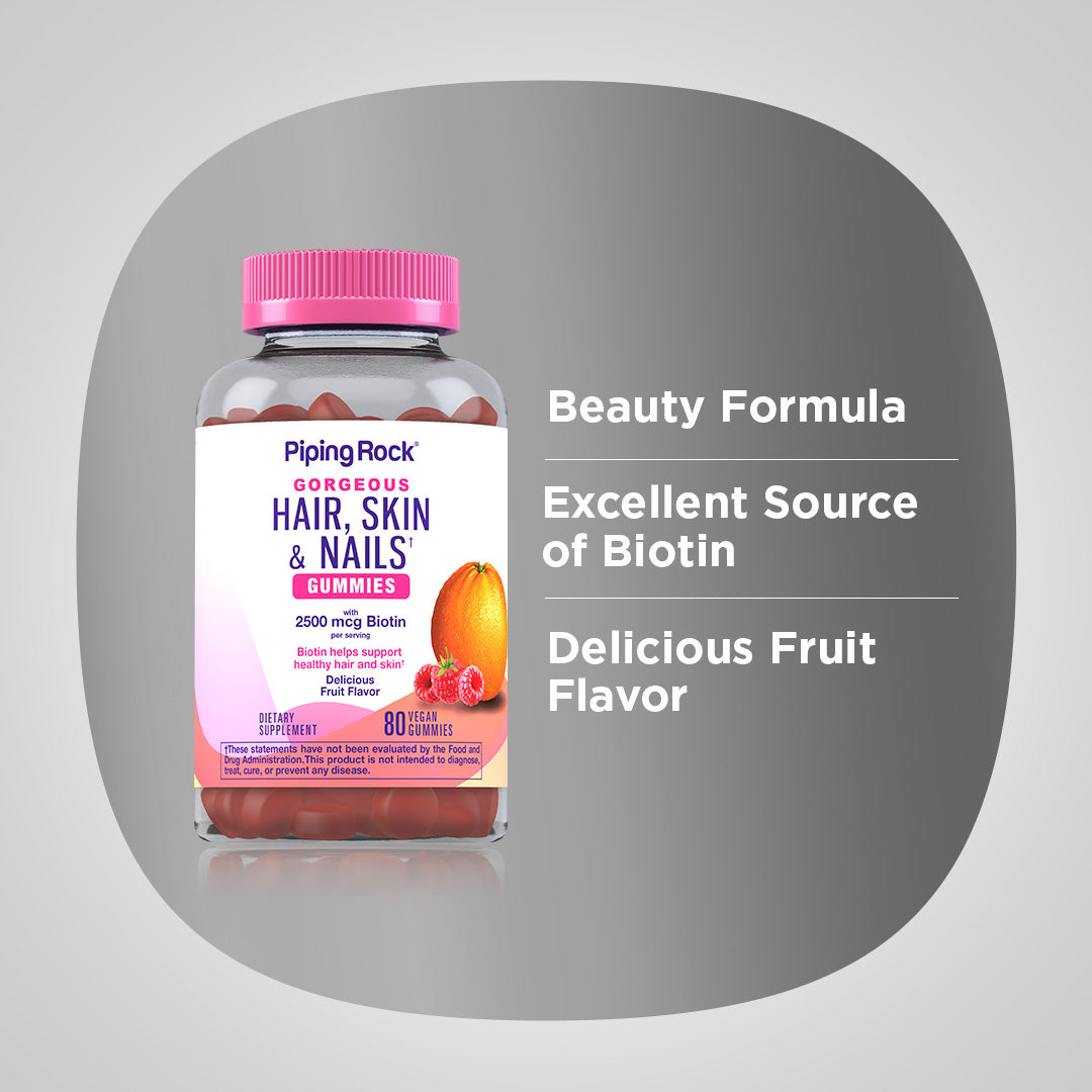 Hair, Skin & Nails (Delicious Fruit), 80 Vegan Gummies