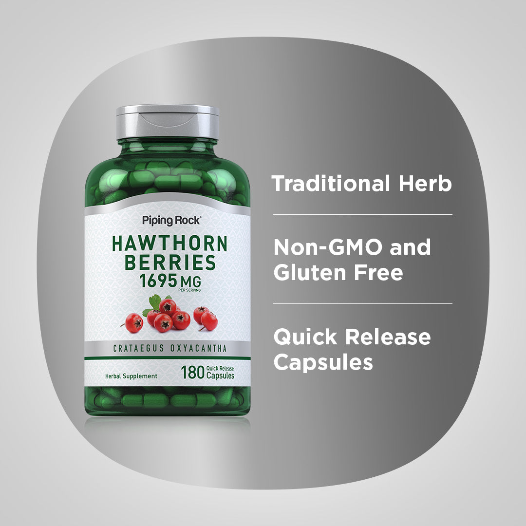 Hawthorn Berries, 1695 mg (per serving), 180 Quick Release Capsules