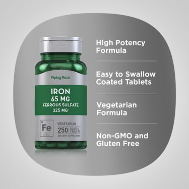 Iron Ferrous Sulfate, 65 mg, 250 Coated Tablets