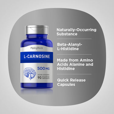 L-Carnosine, 500 mg (per serving), 90 Quick Release Capsules