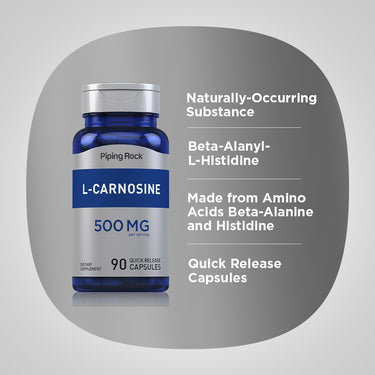 L-Carnosine, 500 mg (per serving), 90 Quick Release Capsules