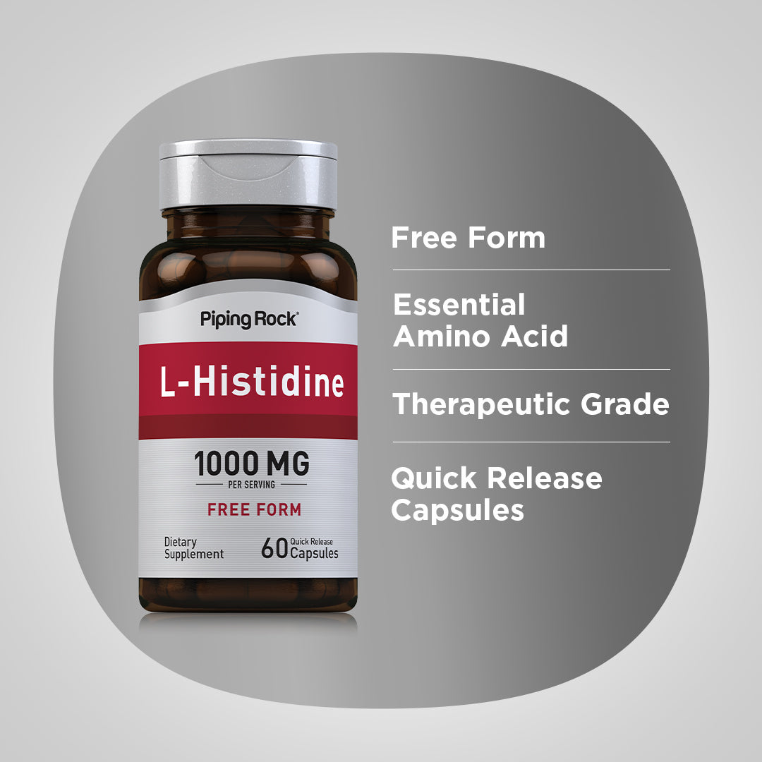 L-Histidine, 1000 mg (per serving), 60 Quick Release Capsules