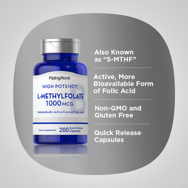 L-Methylfolate, 1000 mcg, 200 Quick Release Capsules