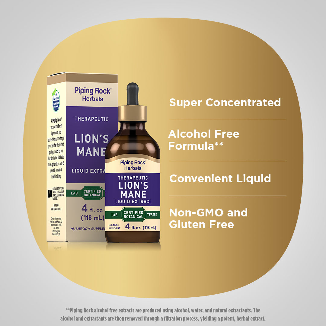 Lion's Mane Liquid Extract, 4 fl oz (118 mL) Dropper Bottle