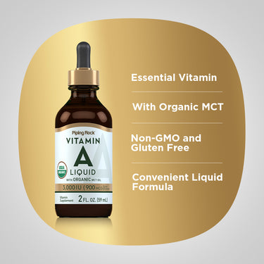 Liquid Vitamin A (Organic), 3000 IU, 2 fl oz (59 mL) Dropper Bottle