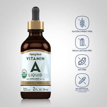 Liquid Vitamin A (Organic), 3000 IU, 2 fl oz (59 mL) Dropper Bottle