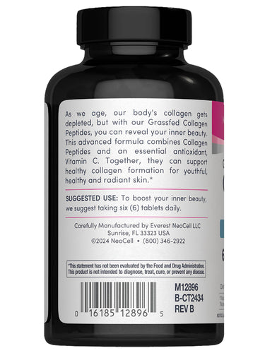 Grassfed Collagen Peptides + C, 6000 mg (per serving), 250 Caplets