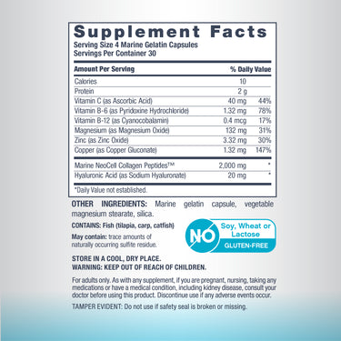 Marine Collagen Peptides + Hyaluronic Acid, 120 Fish Gelatin Capsules