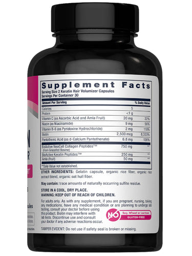 Keratin Hair Volumizer, 60 Vegetarian Capsules