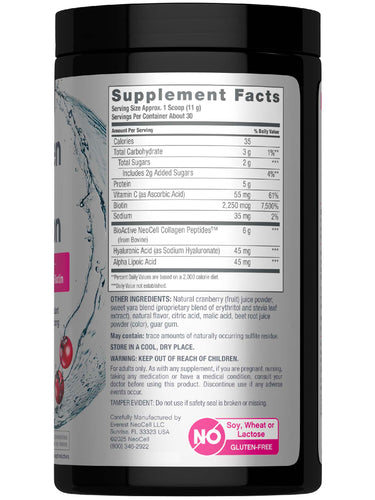 Collagen Beauty Infusion with Hyaluronic Acid + Biotin Cranberry Cocktail Flavor, 11.6 oz (330 g) Powder