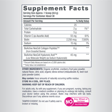 Collagen Beauty Infusion with Hyaluronic Acid + Biotin Cranberry Cocktail Flavor, 9.1 oz (258 g) Powder