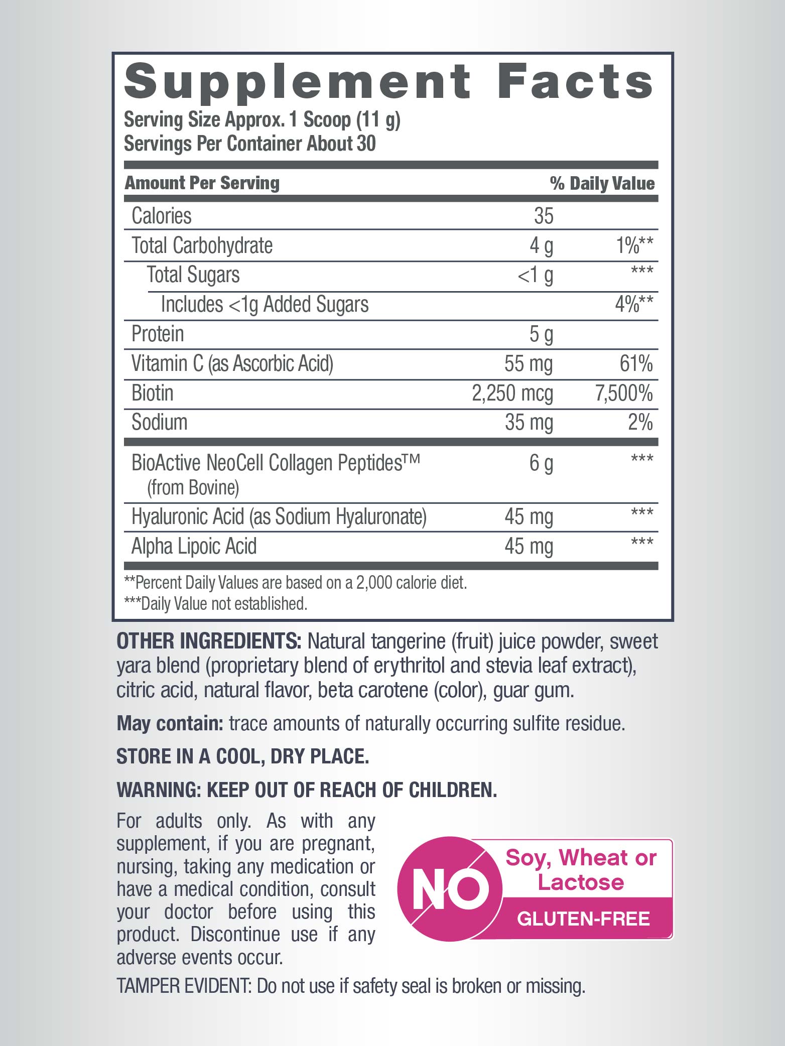 Collagen Beauty Infusion with Hyaluronic Acid + Biotin Tangerine Twist Flavor, 11.6 oz (330 g) Powder