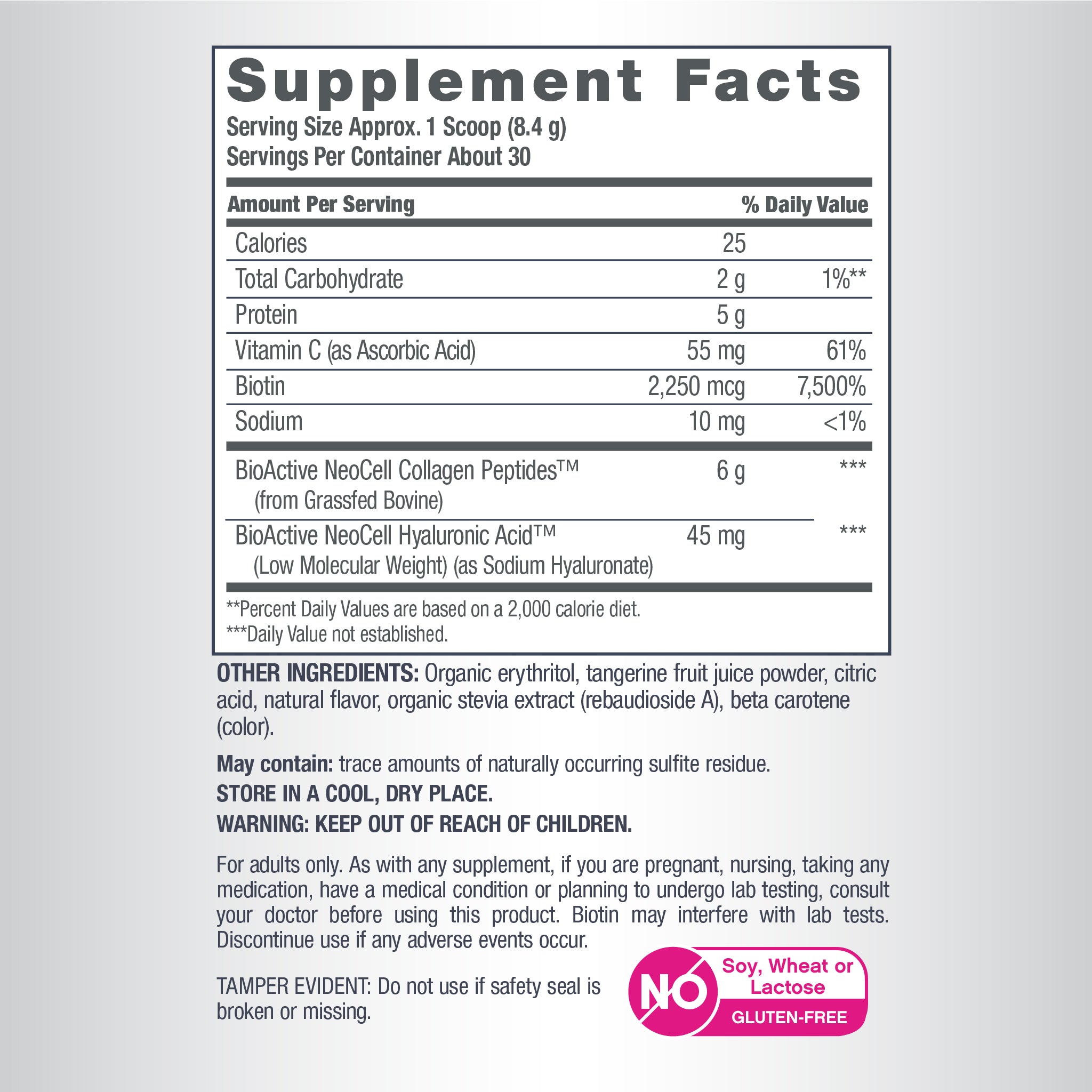 Collagen Beauty Infusion with Hyaluronic Acid + Biotin Tangerine Twist Flavor, 8.9 oz (252 g) Powder