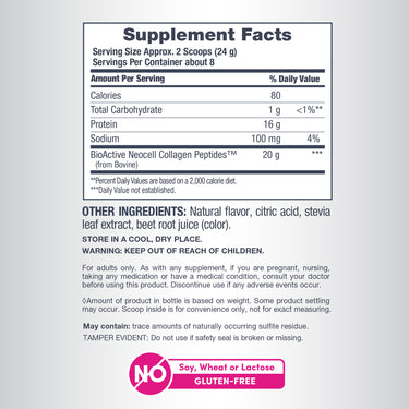 Grassfed Collagen Peptides Berry Lemon Flavor, 6.7 oz (190 g) Powder