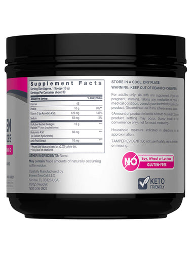 Advanced Collagen Peptides + Hyaluronic Acid + C, 13.7 oz (390 g) Powder