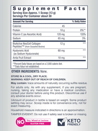 Advanced Collagen Peptides + Hyaluronic Acid + C, 13.7 oz (390 g) Powder