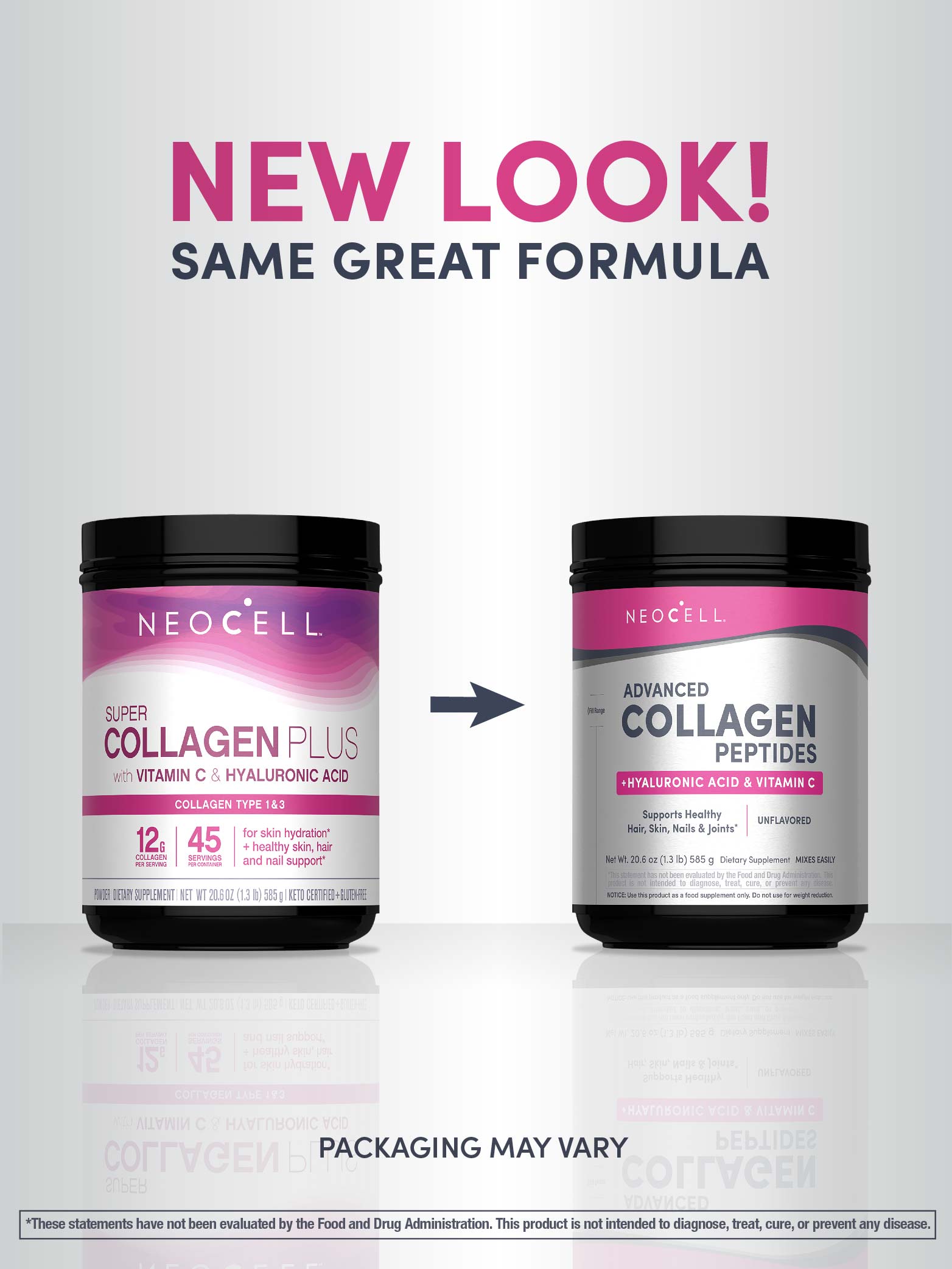 Advanced Collagen Peptides + Hyaluronic Acid + C, 20.6 oz (585 g) Powder