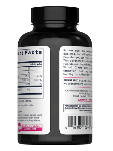 Grassfed Collagen Peptides  + C & Biotin, 180 Caplets