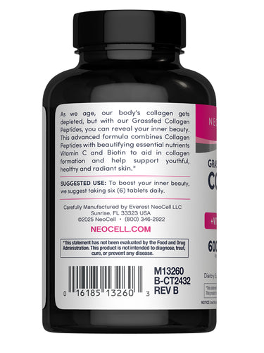 Grassfed Collagen Peptides  + C & Biotin, 180 Caplets