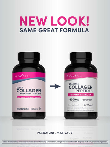 Grassfed Collagen Peptides  + C & Biotin, 270 Caplets