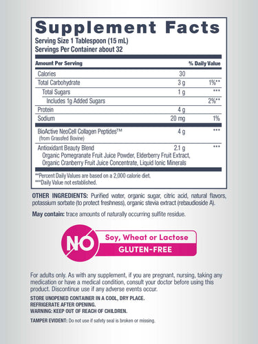 Collagen Liquid, 16 FL OZ Delicious Pomegranate Flavor