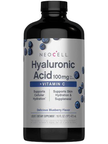 Hyaluronic Acid 100 mg plus C Liquid (Delicious Blueberry Flavor), 16 fl oz (473 mL) Bottle