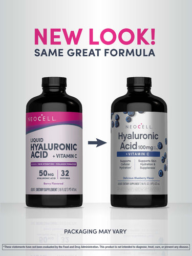 Hyaluronic Acid 100 mg plus C Liquid (Delicious Blueberry Flavor), 16 fl oz (473 mL) Bottle