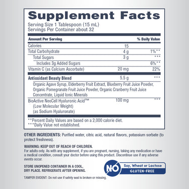 Supplement Facts for NCL Hyaluronic Acid Liquid Berry, 16 fl oz.