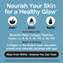 Product highlights graphic stating Nourish Skin for Glow, supports Hair, Skin, Nails, Bioactive Multi Collagen Peptides.