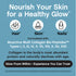 Product highlights graphic stating Nourish Your Skin for a Healthy Glow: Hair, Skin, Nails. Formulated with Bioactive Multi Collagen Bio-Peptides.