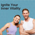 Two adults in athletic wear, smiling, a man and a woman, with the text 'Ignite Your Inner Vitality'.