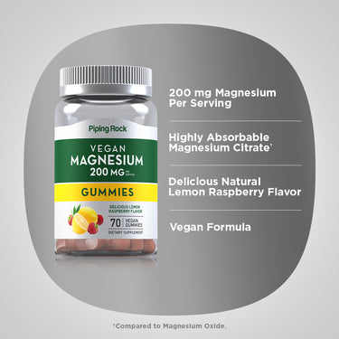 Magnesium (Delicious Lemon Raspberry), 70 Vegan Gummies