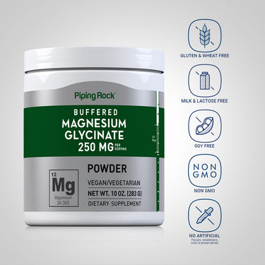 Magnesium Glycinate Powder, 250 mg (per serving), 10 oz (283 g) Bottle